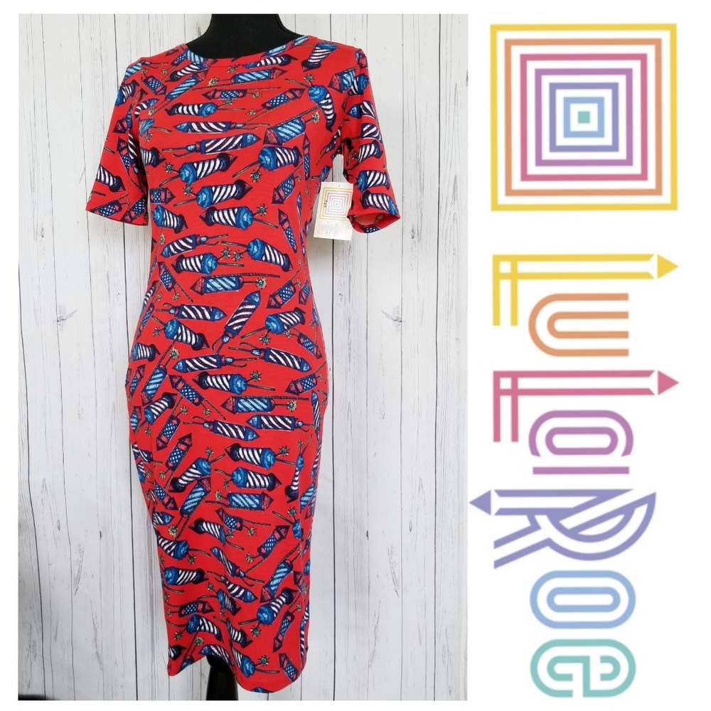 ⬇️🌹NWT! Lularoe (XS) Julia Fireworks Midi Dress
